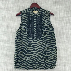 Michael Kors animal print bead plated front sleeveless blouse women's L. 9150